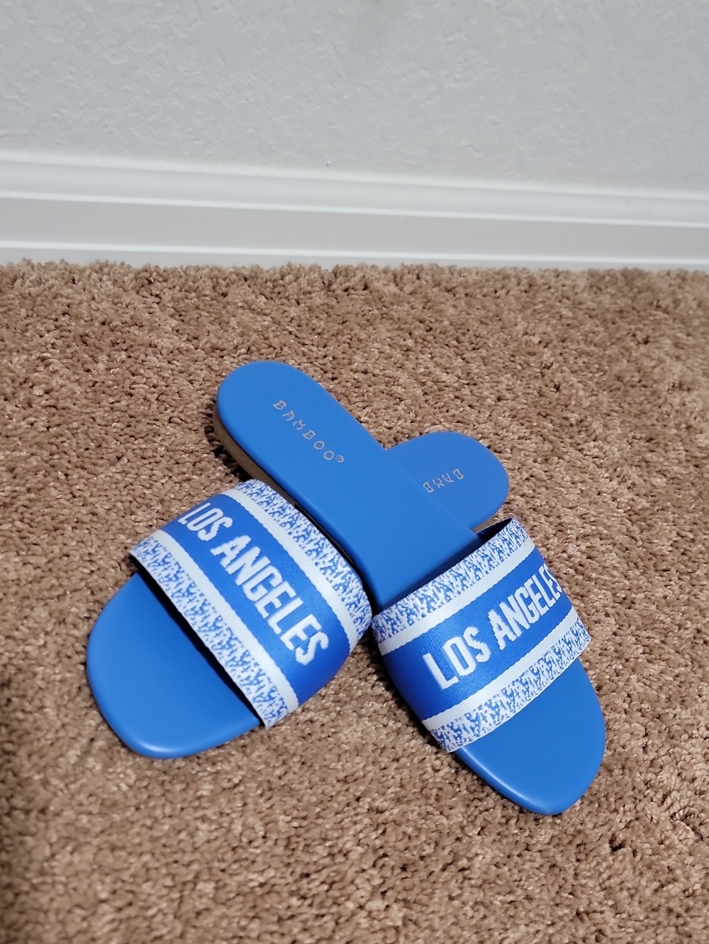 BAMBOO Blue "Los Angeles" Slide Sandals